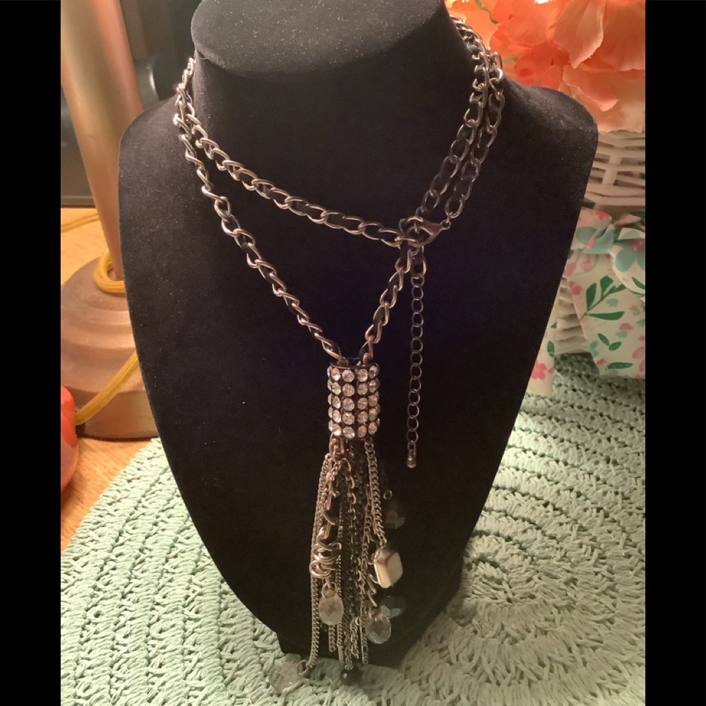 Necklace with variety of beads and stones 28” long chain. Wear it long o…